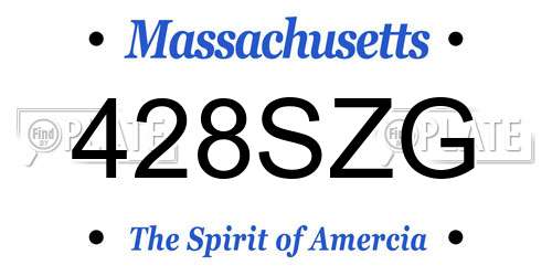428SZG Massachusetts License Plate