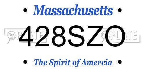 428SZO Massachusetts License Plate