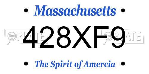 428XF9 Massachusetts License Plate