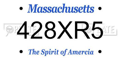428XR5 Massachusetts License Plate