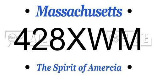 428XWM Massachusetts License Plate