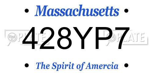428YP7 Massachusetts License Plate