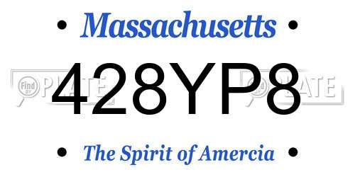 428YP8 Massachusetts License Plate