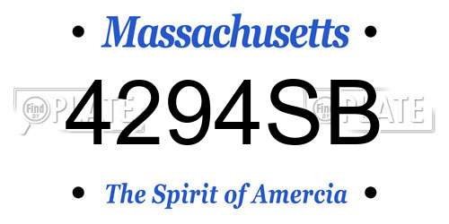 4294SB Massachusetts License Plate