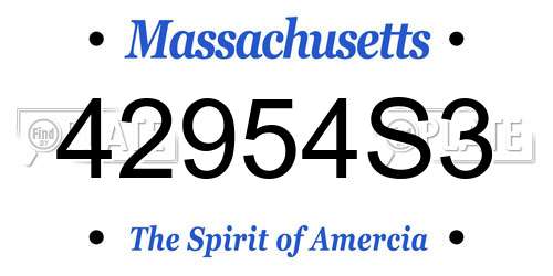 42954S3 Massachusetts License Plate
