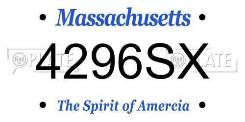 4296SX Massachusetts License Plate