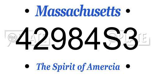 42984S3 Massachusetts License Plate