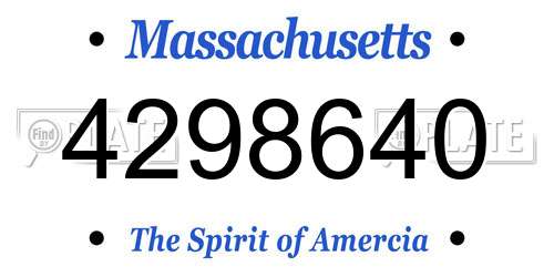 4298640 Massachusetts License Plate