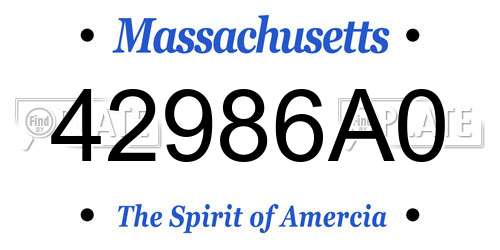 42986A0 Massachusetts License Plate