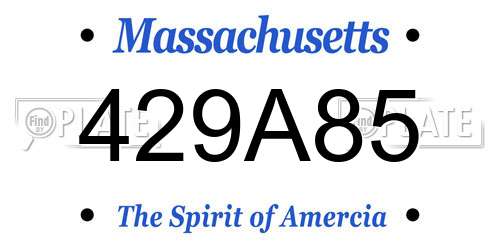 429A85 Massachusetts License Plate