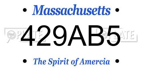 429AB5 Massachusetts License Plate