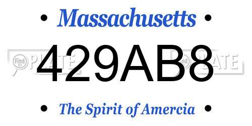 429AB8 Massachusetts License Plate