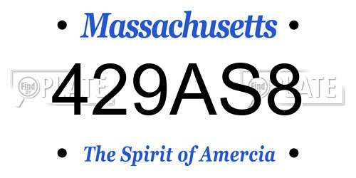 429AS8 Massachusetts License Plate