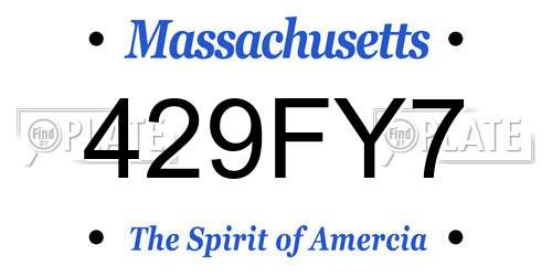 429FY7 Massachusetts License Plate