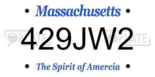 429JW2 Massachusetts License Plate