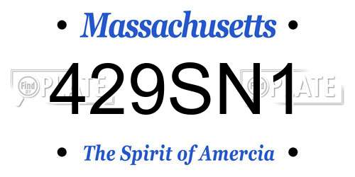 429SN1 Massachusetts License Plate