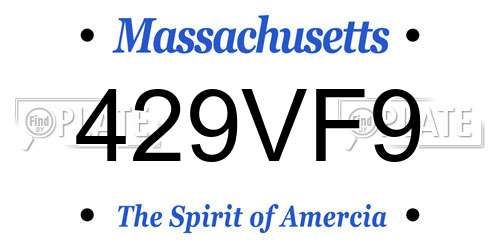 429VF9 Massachusetts License Plate