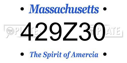 429Z30 Massachusetts License Plate