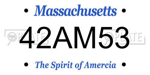 42AM53 Massachusetts License Plate