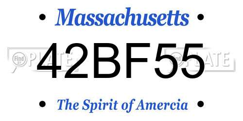 42BF55 Massachusetts License Plate