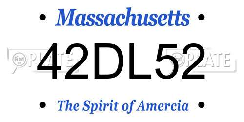 42DL52 Massachusetts License Plate