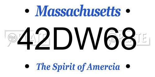 42DW68 Massachusetts License Plate