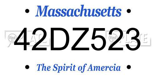 42DZ523 Massachusetts License Plate