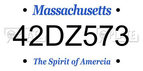 42DZ573 Massachusetts License Plate