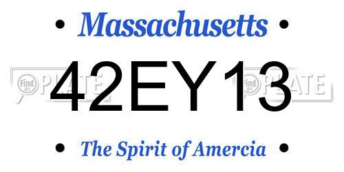 42EY13 Massachusetts License Plate