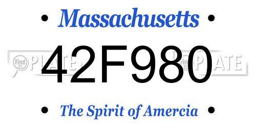 42F980 Massachusetts License Plate