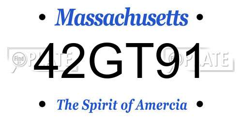 42GT91 Massachusetts License Plate