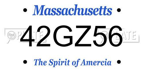 42GZ56 Massachusetts License Plate