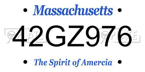 42GZ976 Massachusetts License Plate