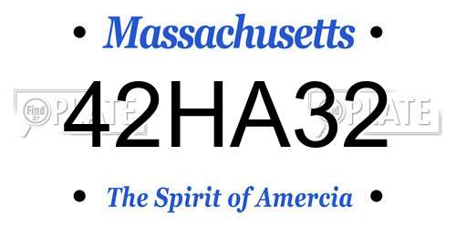 42HA32 Massachusetts License Plate