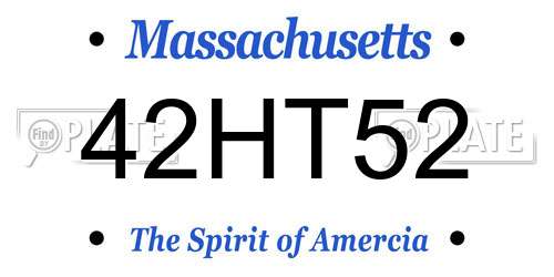 42HT52 Massachusetts License Plate