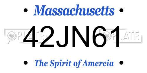 42JN61 Massachusetts License Plate