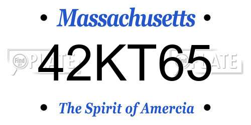 42KT65 Massachusetts License Plate