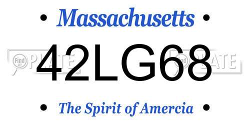 42LG68 Massachusetts License Plate