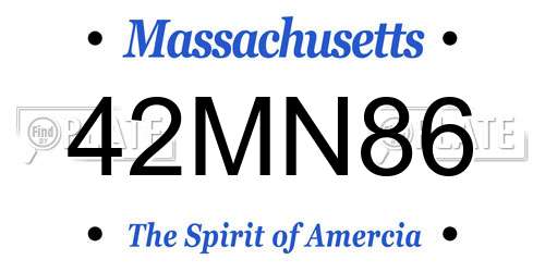 42MN86 Massachusetts License Plate