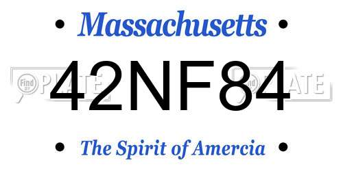42NF84 Massachusetts License Plate