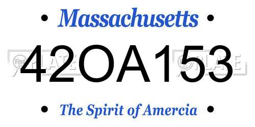 42OA153 Massachusetts License Plate
