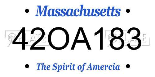 42OA183 Massachusetts License Plate