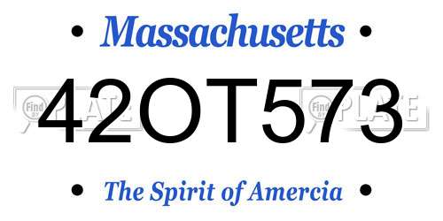 42OT573 Massachusetts License Plate