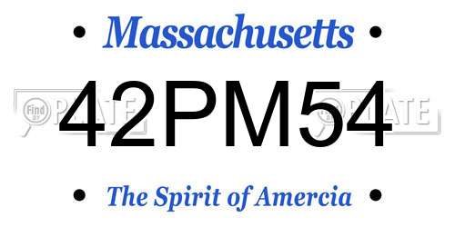 42PM54 Massachusetts License Plate