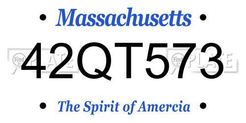 42QT573 Massachusetts License Plate