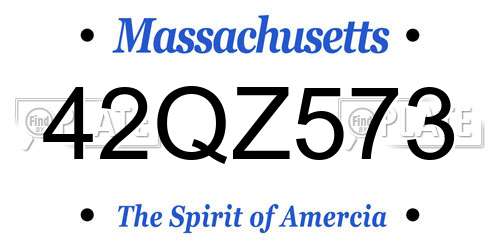 42QZ573 Massachusetts License Plate