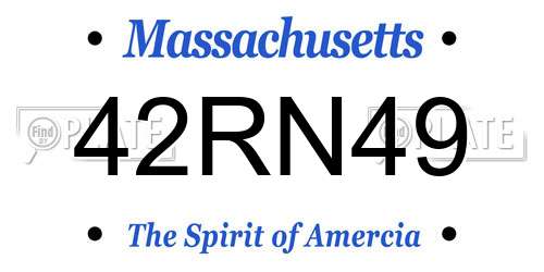 42RN49 Massachusetts License Plate