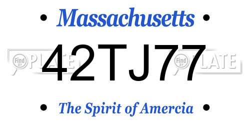 42TJ77 Massachusetts License Plate