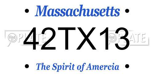 42TX13 Massachusetts License Plate