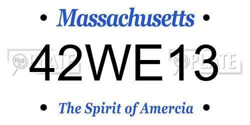 42WE13 Massachusetts License Plate